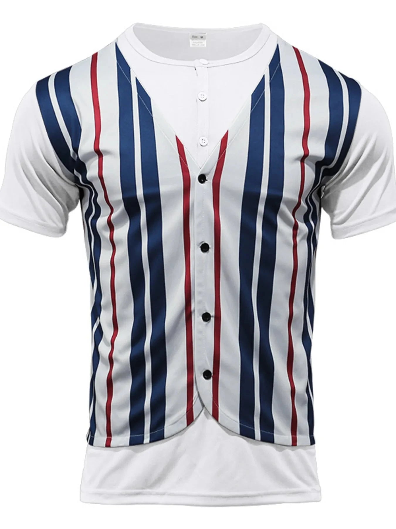 Men's Full Size Striped Short Sleeve T-Shirt Plus Size White / S