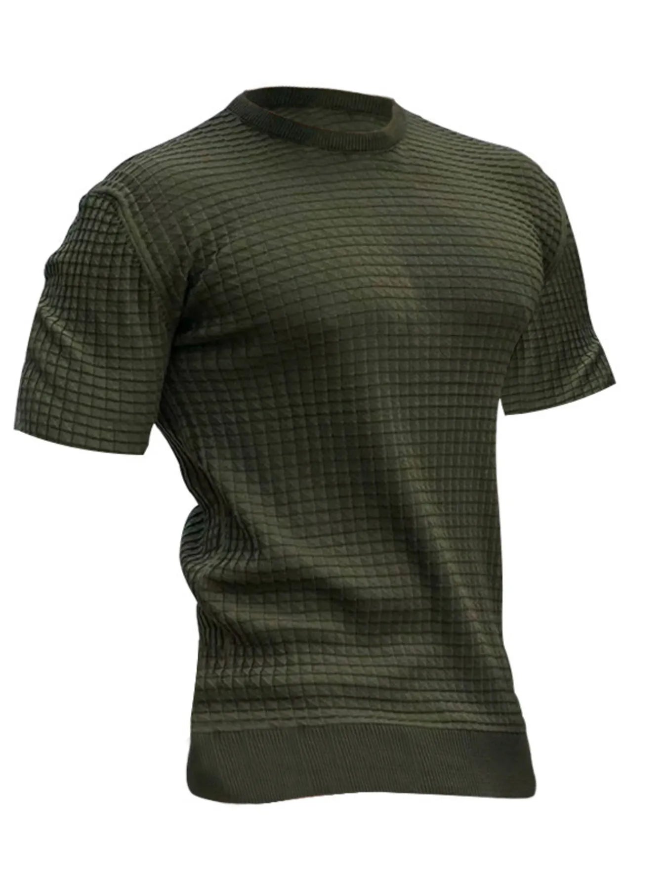 Men's Full Size Textured Knit Short Sleeve T-Shirt Plus Size Army Green / S