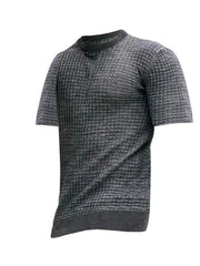 Men's Full Size Textured Knit Short Sleeve T-Shirt Plus Size Dark Gray / S
