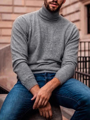 Men's Full Size Turtleneck Long Sleeve Top Plus Size Grey / S