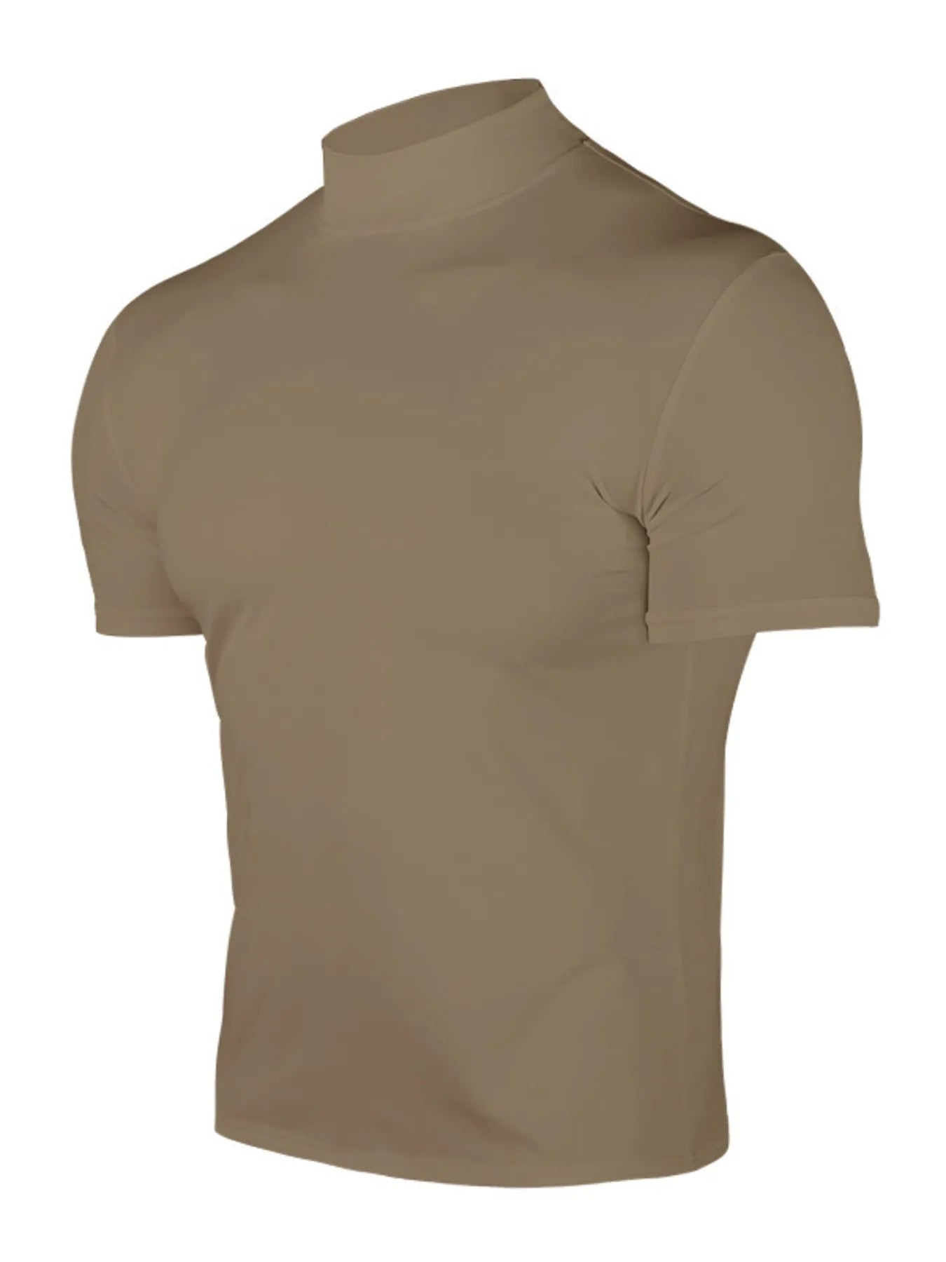 Men's Full Size Turtleneck Short Sleeve T-Shirt Plus Size Khaki / S