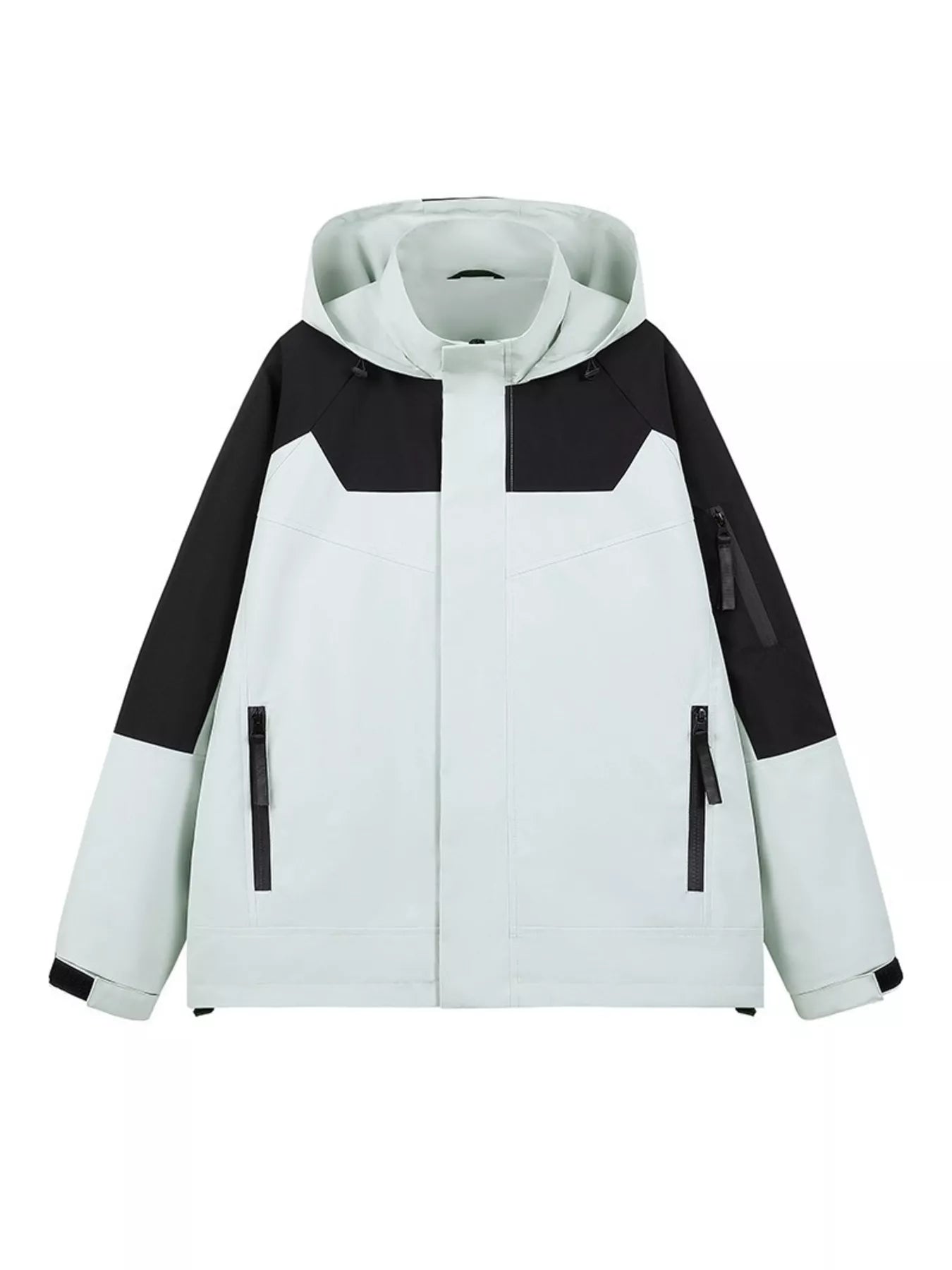 Men's Full Size Two-Tone Hooded Outdoor Jacket Plus Size Off-white / S