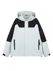 Men's Full Size Two-Tone Hooded Outdoor Jacket Plus Size Off-white / S