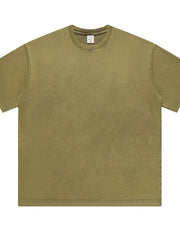 Men's Full Size Washed Round Neck T-Shirt Plus Size Khaki Green / S