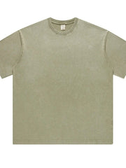Men's Full Size Washed Round Neck T-Shirt Plus Size Light Green / S