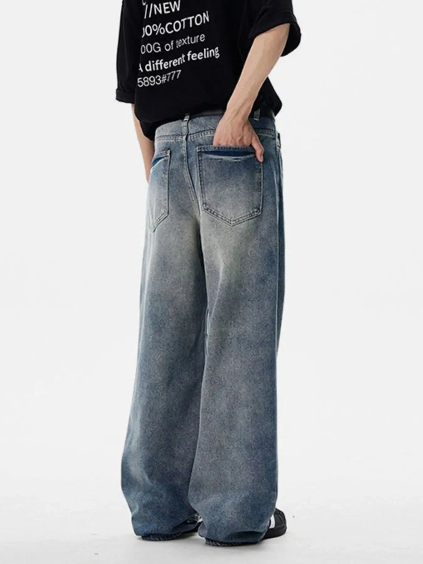 Men's Full Size Washed Wide Leg Jeans Plus Size