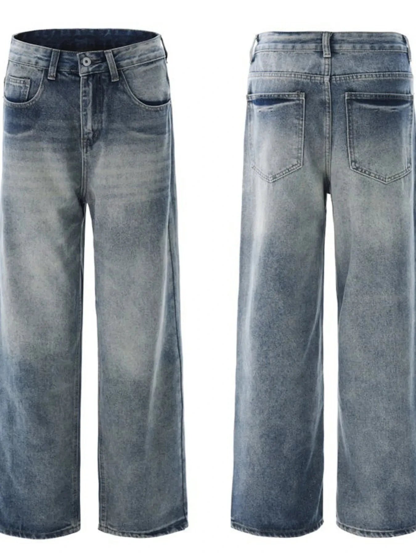 Men's Full Size Washed Wide Leg Jeans Plus Size