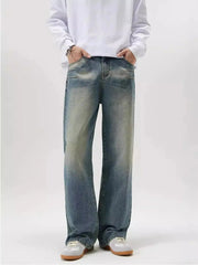 Men's Full Size Washed Wide Leg Jeans Plus Size