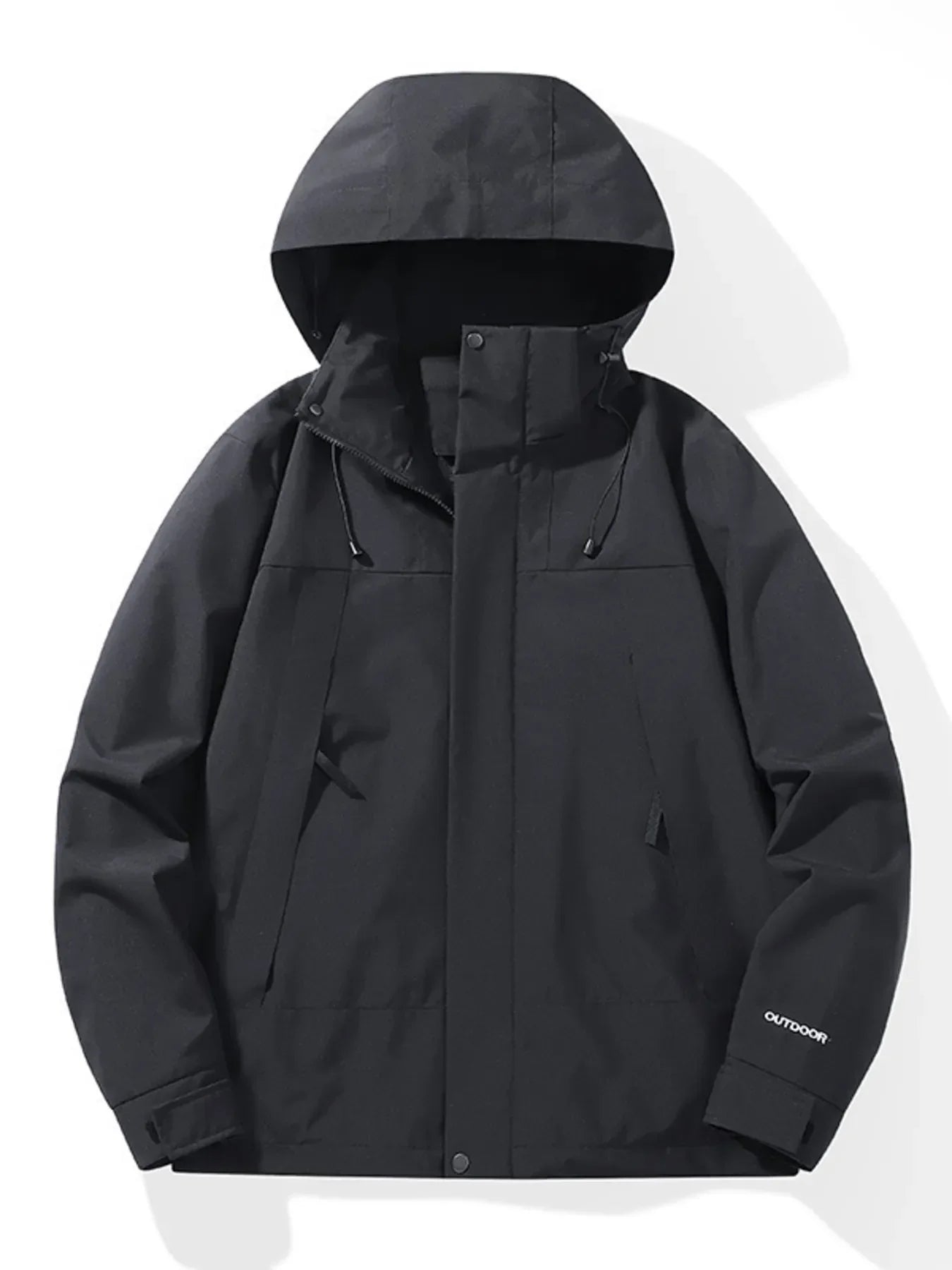 Men's Full Size Waterproof Hooded Outdoor Jacket Plus Size Black / XXS