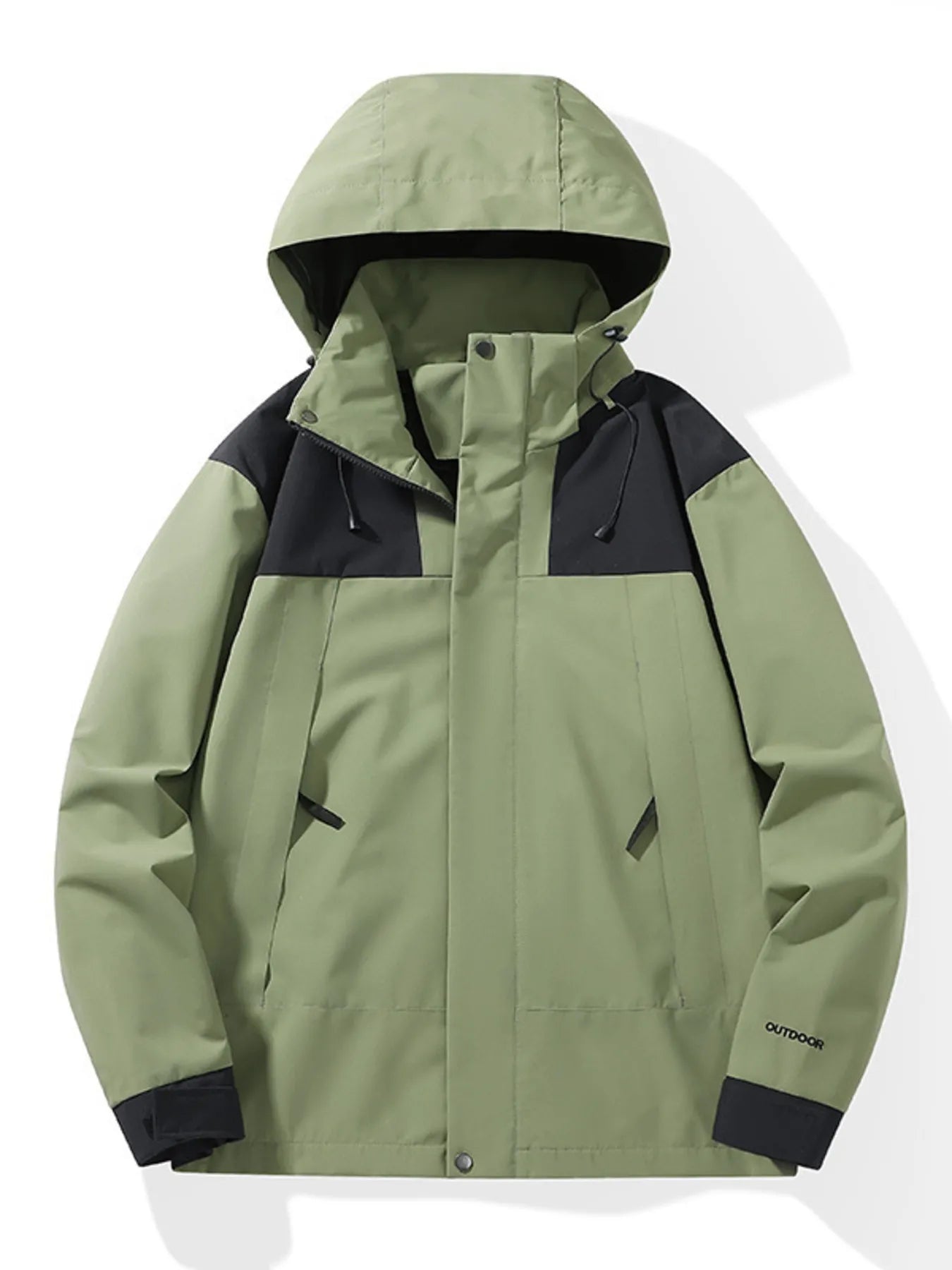 Men's Full Size Waterproof Hooded Outdoor Jacket Plus Size Light Green / XXS