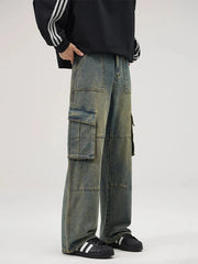 Men's Full Size Wide Leg Cargo Jeans Plus Size