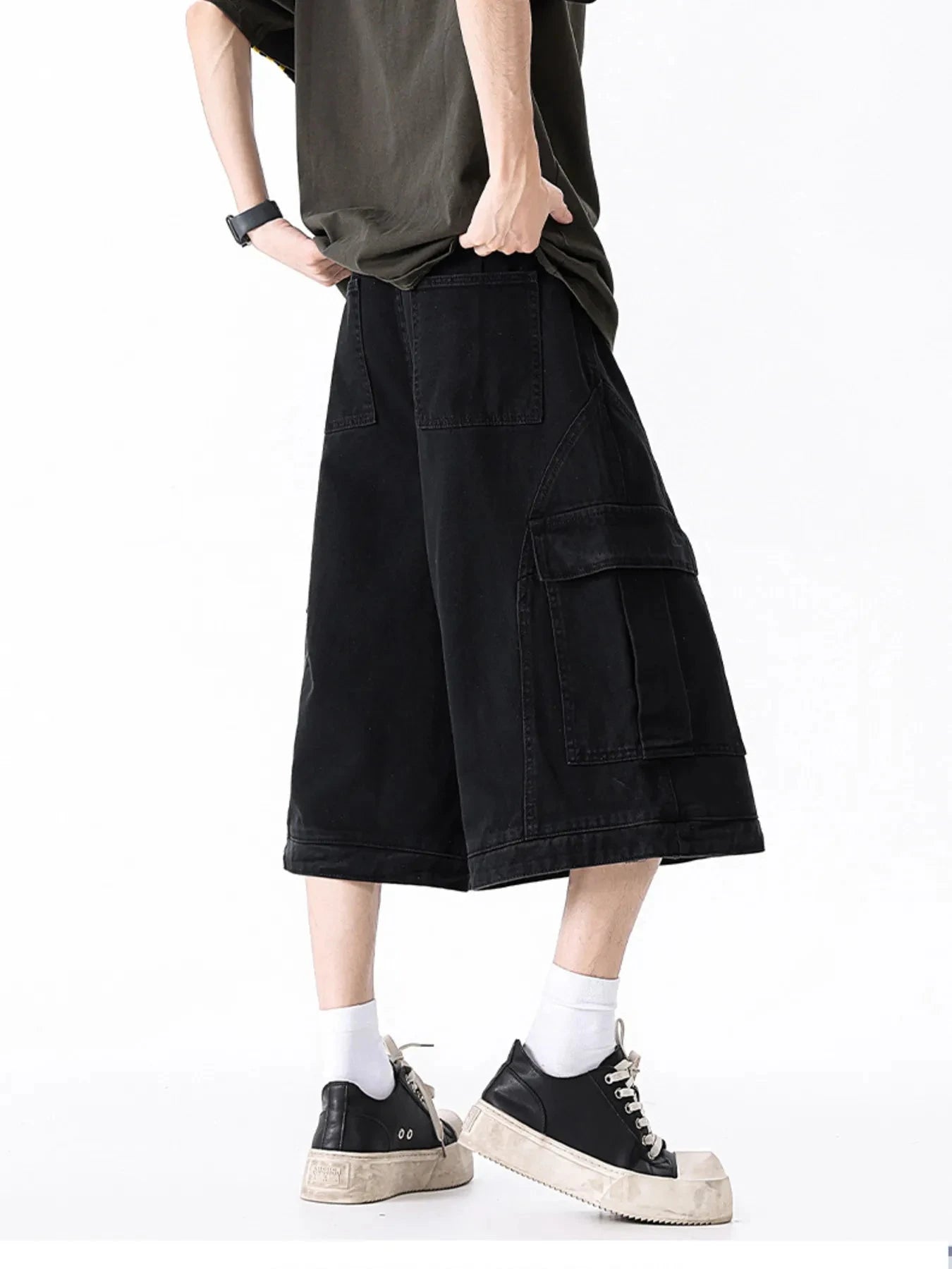 Men's Full Size Wide Leg Cargo Shorts Plus Size