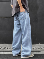 Men's Full Size Wide Leg Drawstring Jeans Plus Size