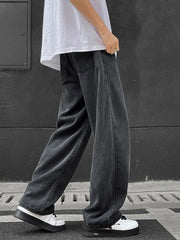 Men's Full Size Wide Leg Drawstring Jeans Plus Size