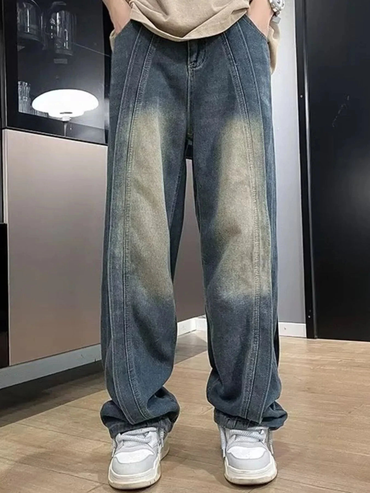 Men's Full Size Wide Leg Jeans Plus Size Blue / S