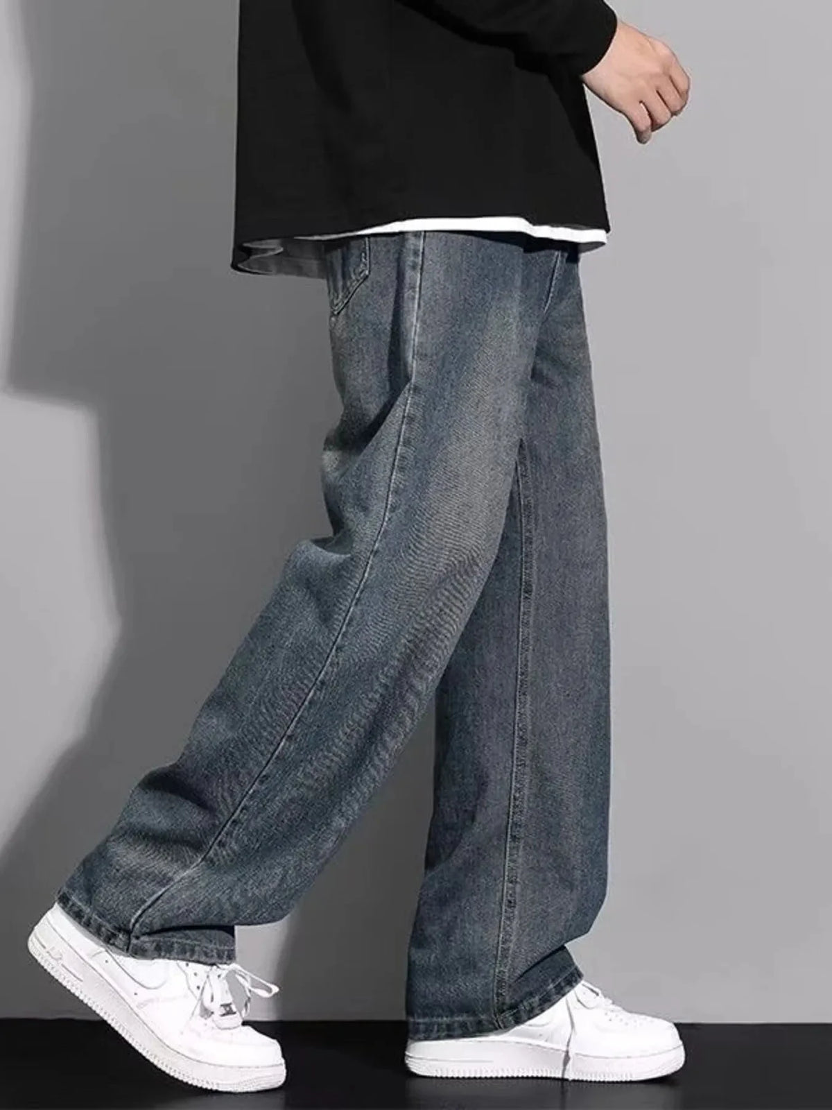 Men's Full Size Wide Leg Jeans Plus Size Retro / S