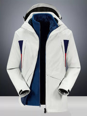 Men's Full Size Windproof Zip Up Hooded Jacket Plus Size White / XS