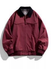 Men's Full Size Zip Up Long Sleeve Jacket Plus Size Sauce Fruit Red / S