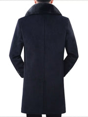 Men's Fur Collar Button Up Overcoat