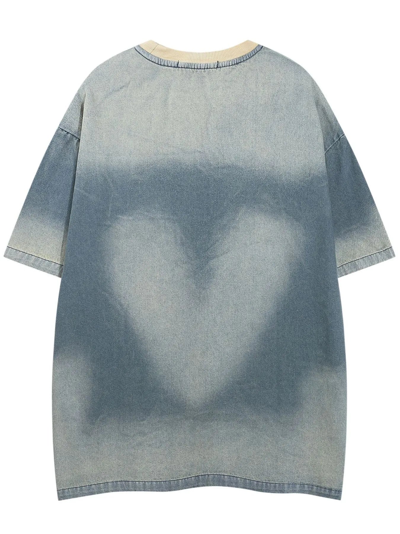 Men's Gradient Heart Denim T-Shirt Blue / M