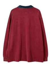 Men's Graphic Long Sleeve Oversized Polo