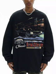 Men's Graphic Long Sleeve Sweatshirt Black / M