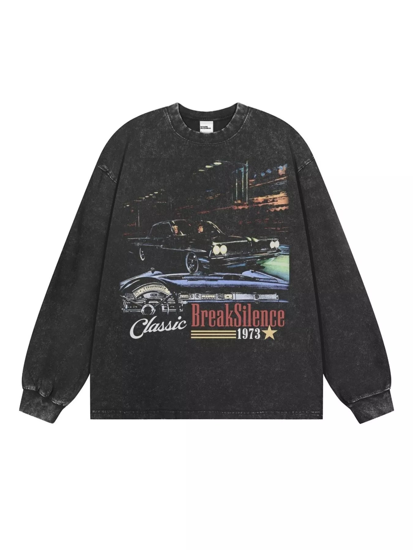 Men's Graphic Long Sleeve Sweatshirt Dark Gray / M