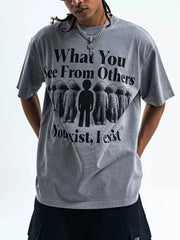 Men's Graphic Round Neck Half Sleeve T-Shirt Dark Gray / S