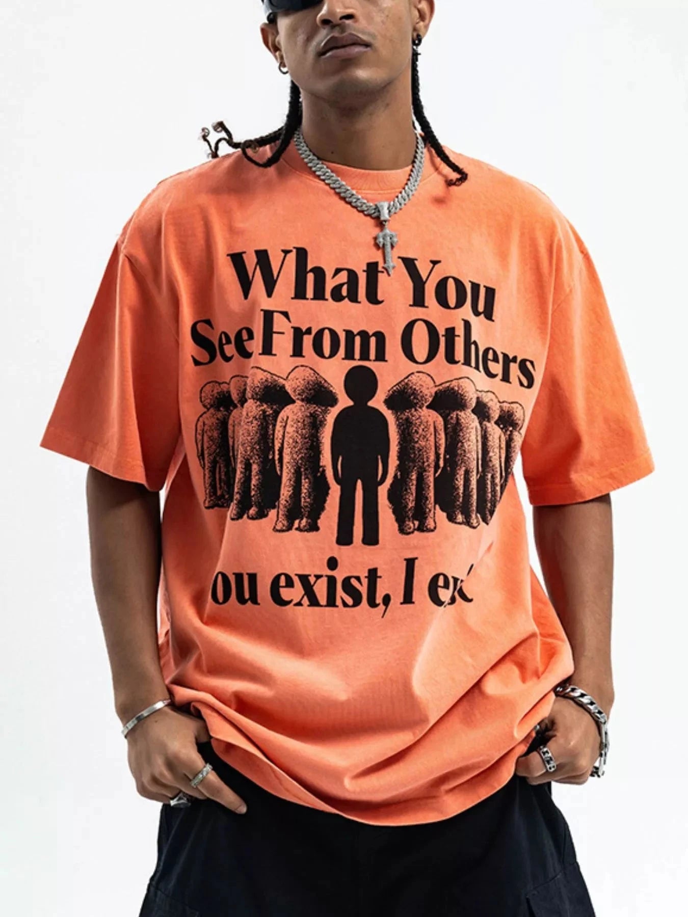 Men's Graphic Round Neck Half Sleeve T-Shirt Orange / S