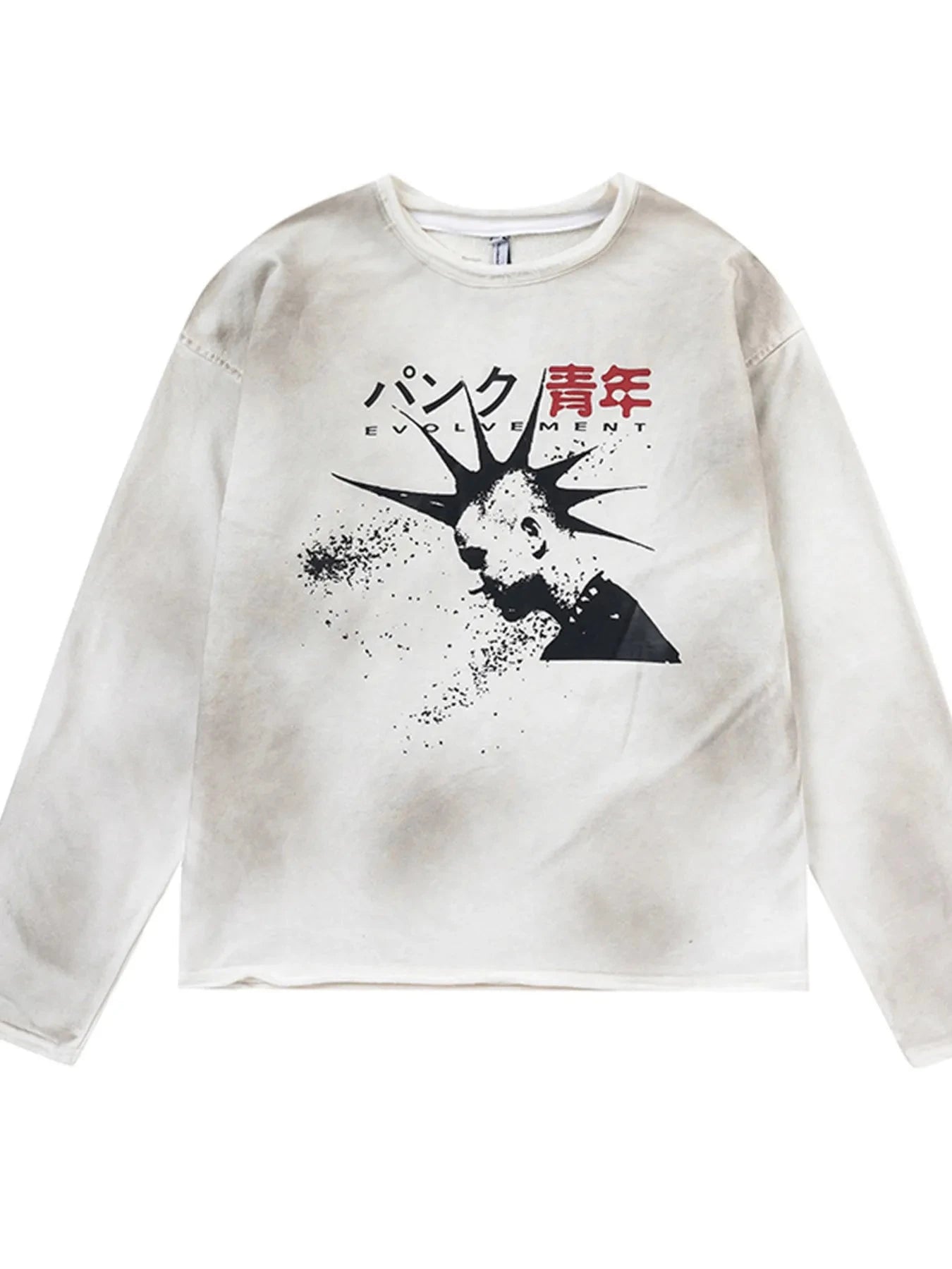 Men's Graphic Round Neck Long Sleeve T-Shirt White / S