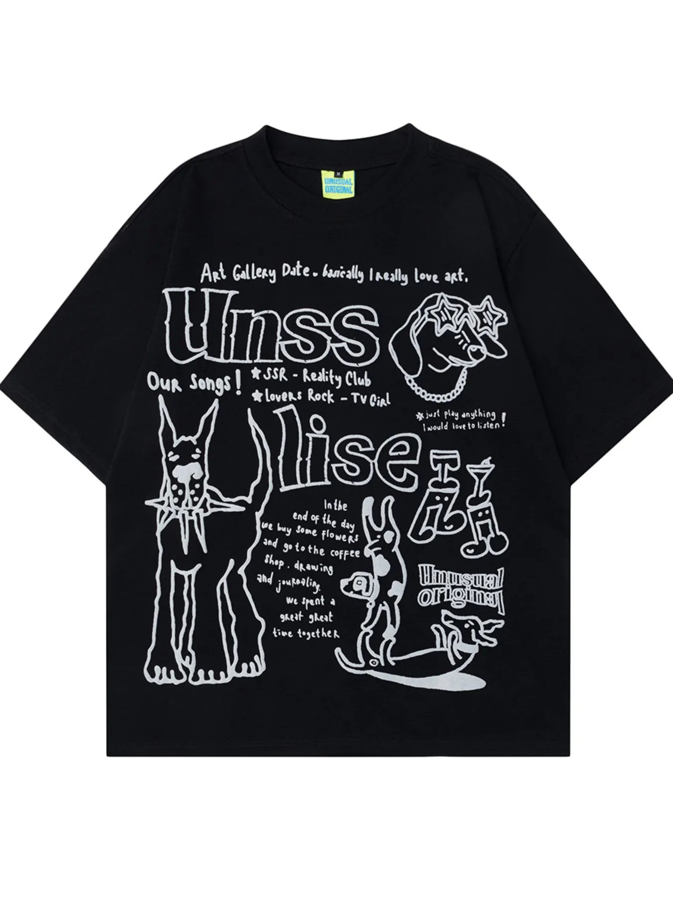 Men‘s Graphic Round Neck Oversized T-Shirt Black / M