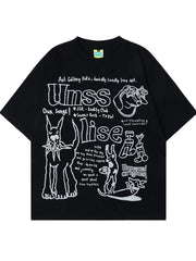 Men‘s Graphic Round Neck Oversized T-Shirt Black / M