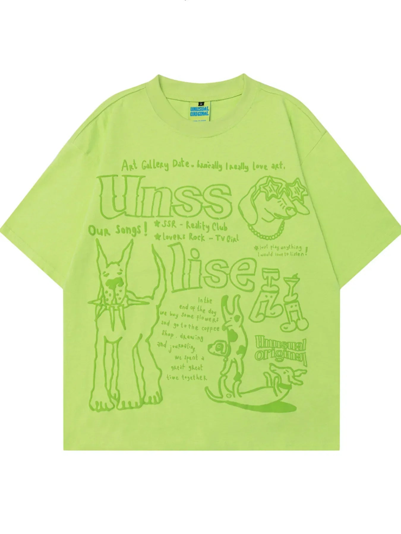 Men‘s Graphic Round Neck Oversized T-Shirt Green / M