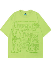 Men‘s Graphic Round Neck Oversized T-Shirt Green / M