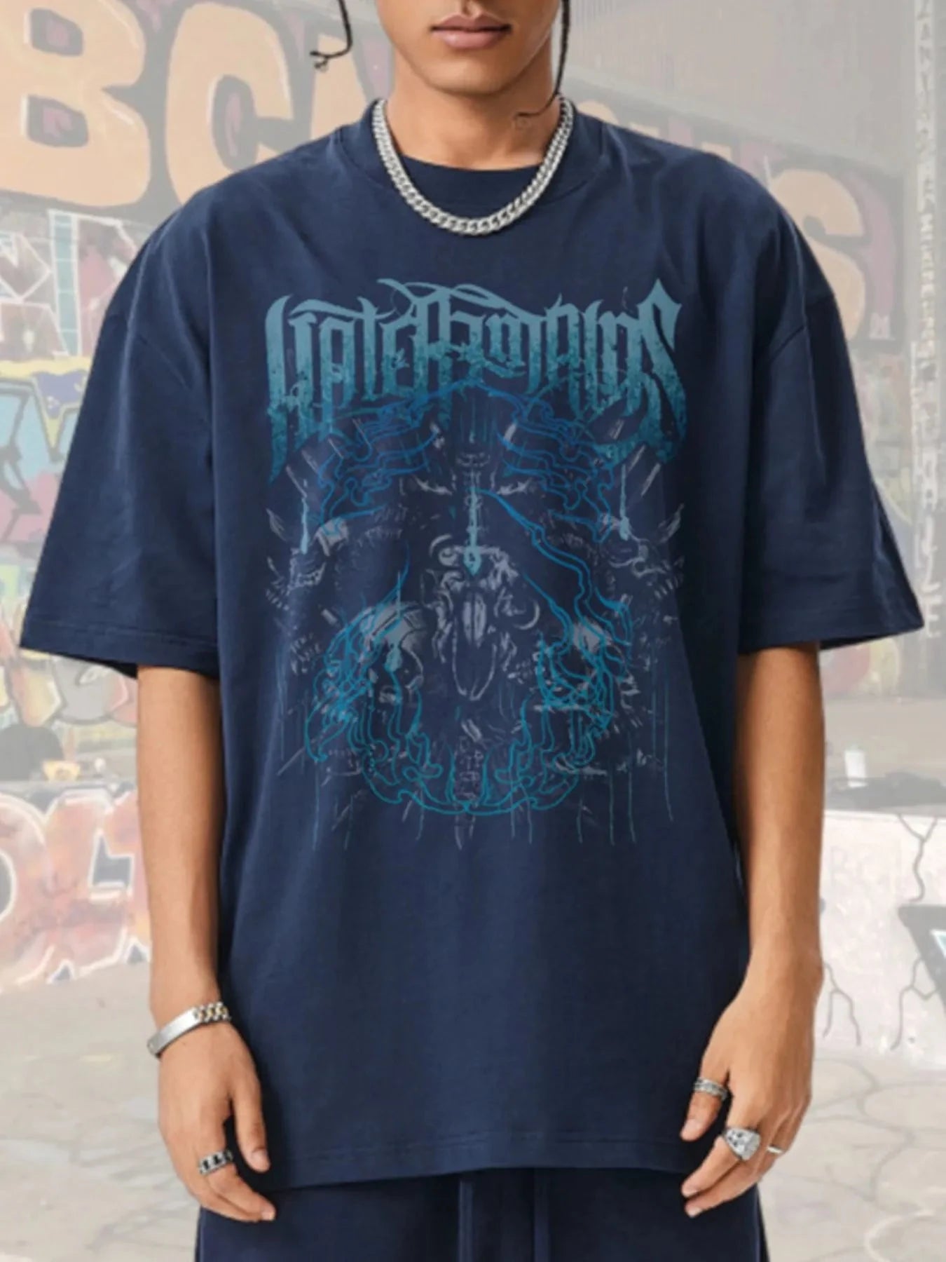 Men's Graphic Round Neck Short Sleeve T-Shirt