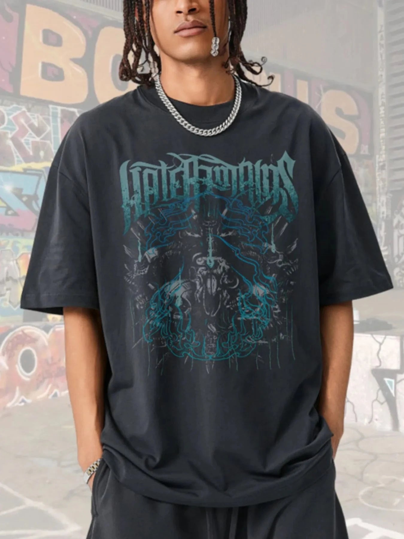 Men's Graphic Round Neck Short Sleeve T-Shirt