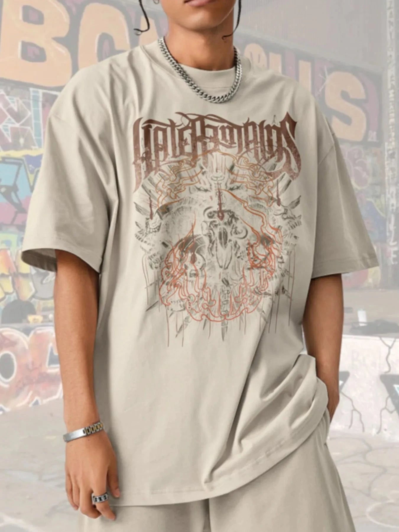 Men's Graphic Round Neck Short Sleeve T-Shirt