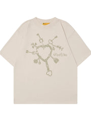 Men's Graphic Round Neck Short Sleeve T-Shirt Apricot / M