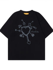 Men's Graphic Round Neck Short Sleeve T-Shirt Black / M