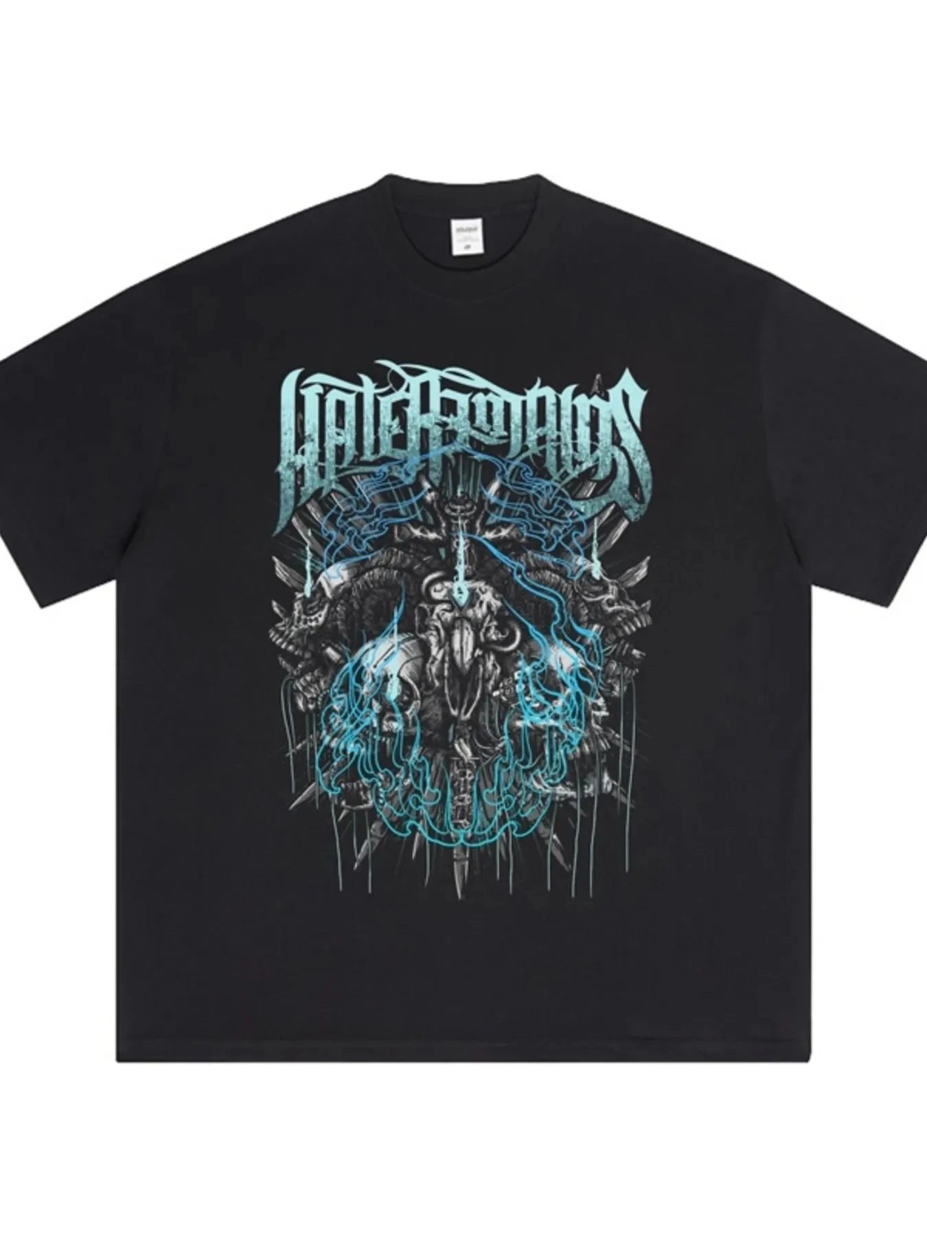 Men's Graphic Round Neck Short Sleeve T-Shirt Black / XS