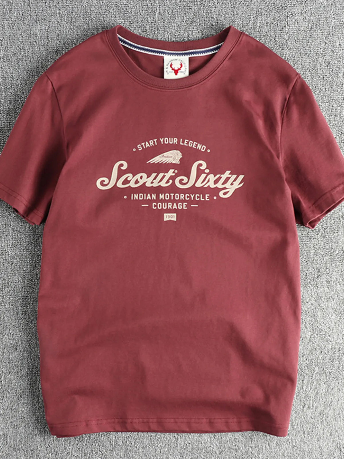 Men's Graphic Round Neck Short Sleeve T-Shirt Burgundy / M