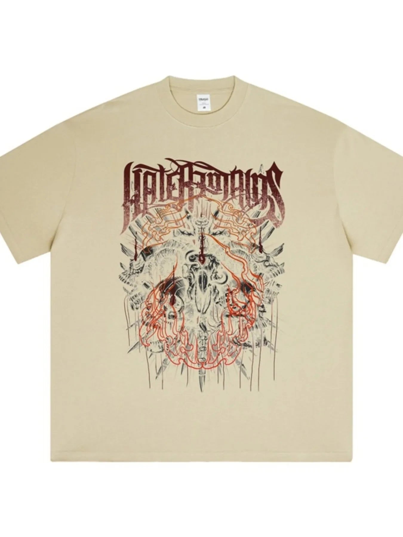 Men's Graphic Round Neck Short Sleeve T-Shirt Khaki / XS