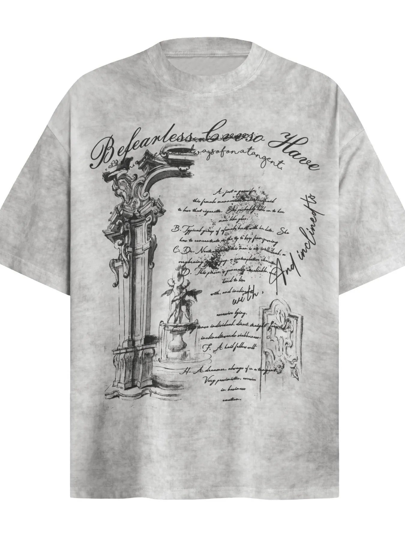 Men's Graphic Round Neck Short Sleeve T-Shirt Light Gray / S