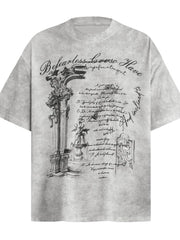 Men's Graphic Round Neck Short Sleeve T-Shirt Light Gray / S