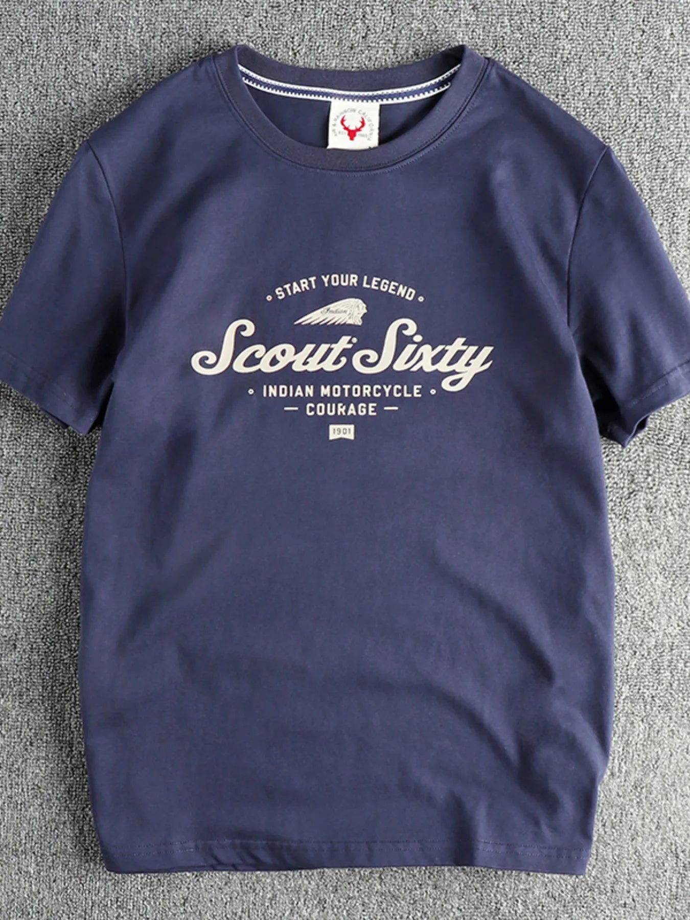 Men's Graphic Round Neck Short Sleeve T-Shirt Royal Blue / M