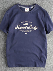 Men's Graphic Round Neck Short Sleeve T-Shirt Royal Blue / M