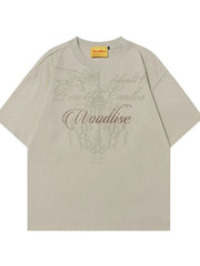 Men's Graphic Short Sleeve Oversized T-Shirt Khaki / M