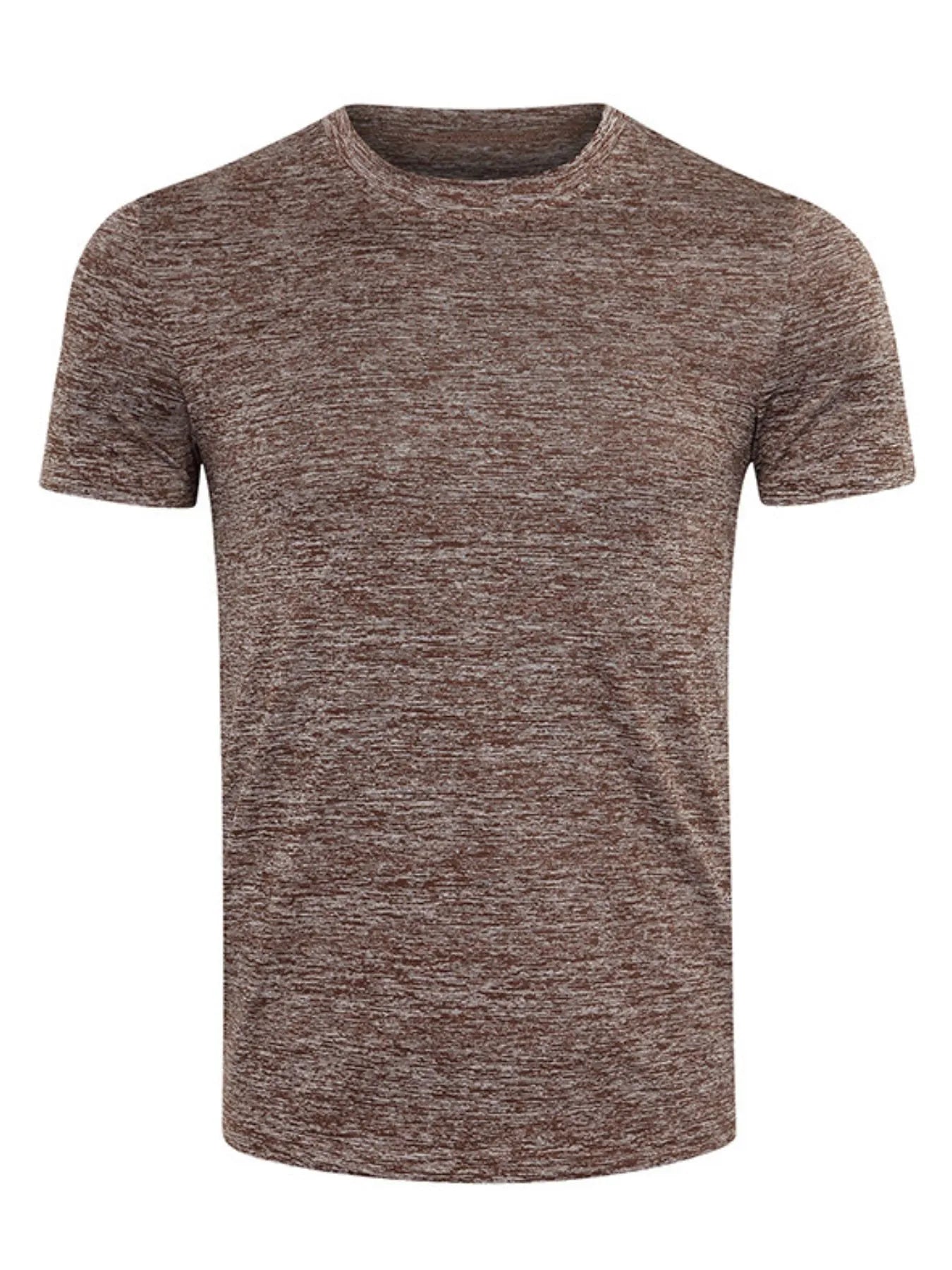 Men's Heathered Casual Round Neck T-Shirt Brown / S