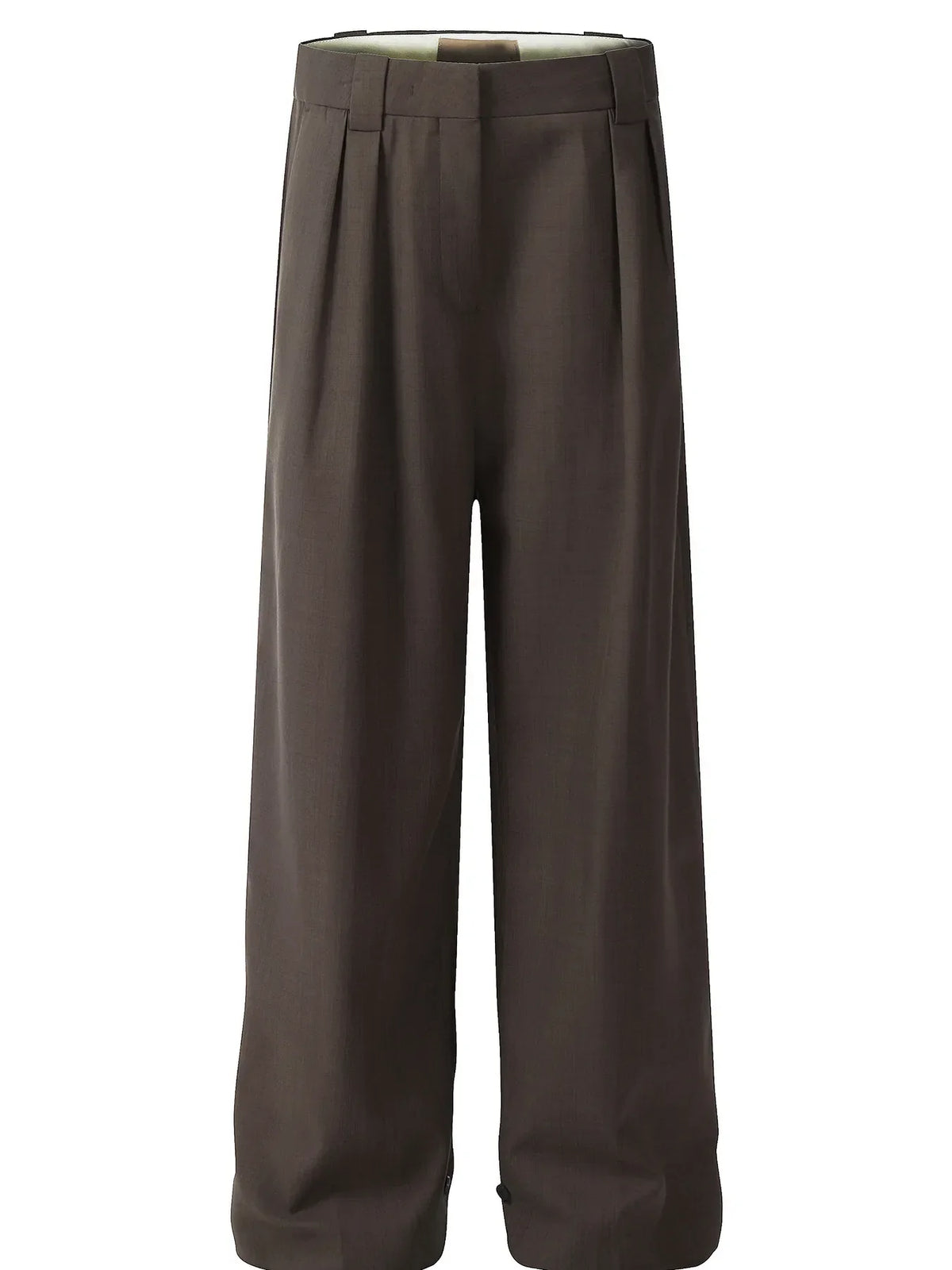 Men's High-Waisted Wide Leg Pleated Trousers Brown / S
