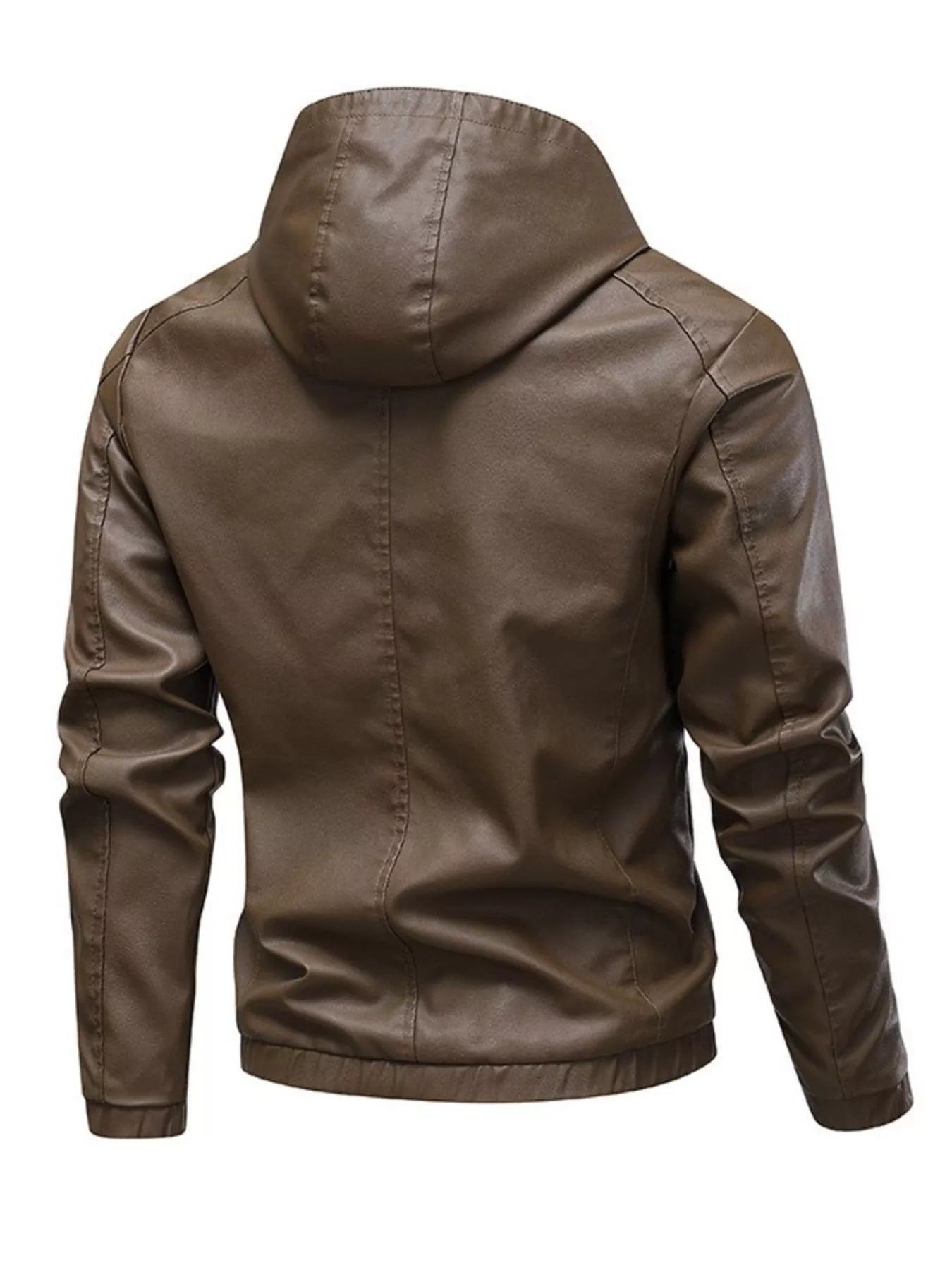 Men's Hooded Faux Leather Moto Jacket